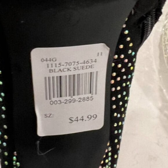 Black Suede Rhinstone Booties Size  9 - Picture 2 of 5